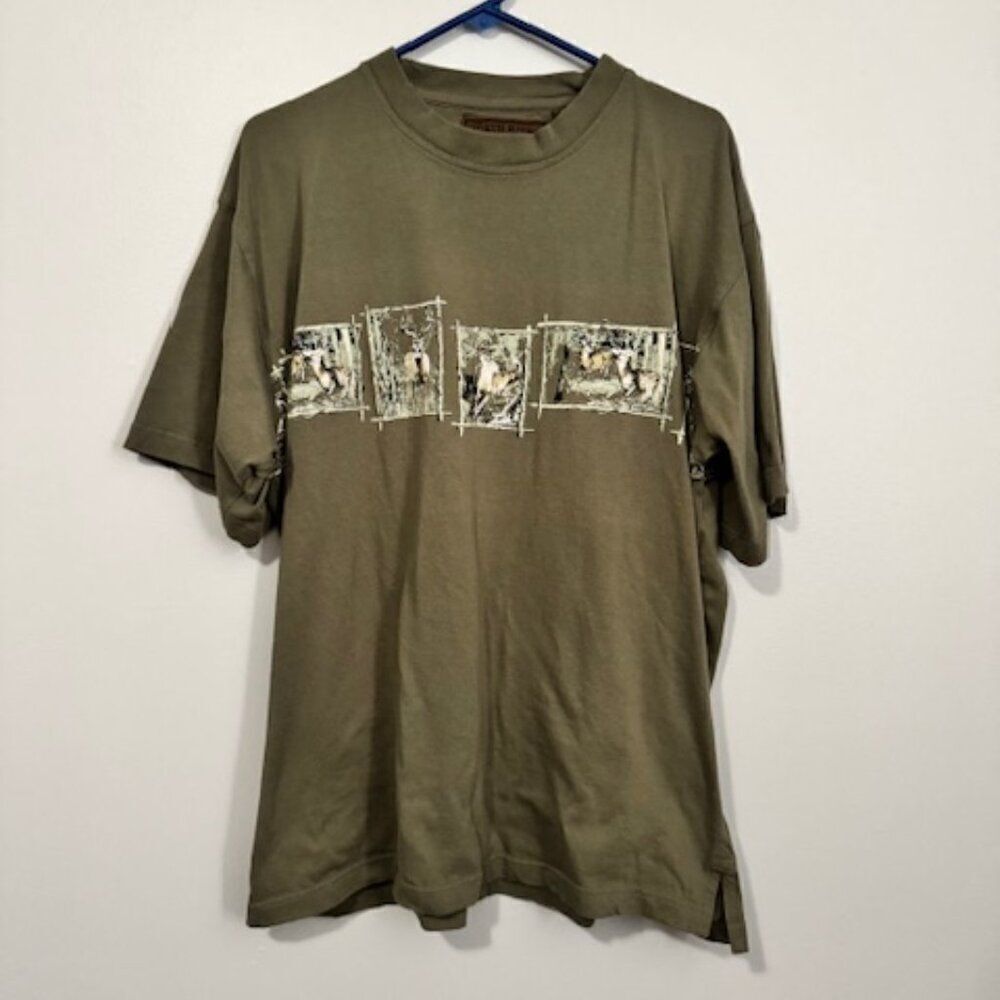 USED Men's North River Short Sleeve Shirt Color Green Size Large